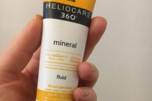 A bottle of Heliocare 360 Mineral Fluid Sunscreen spf 50