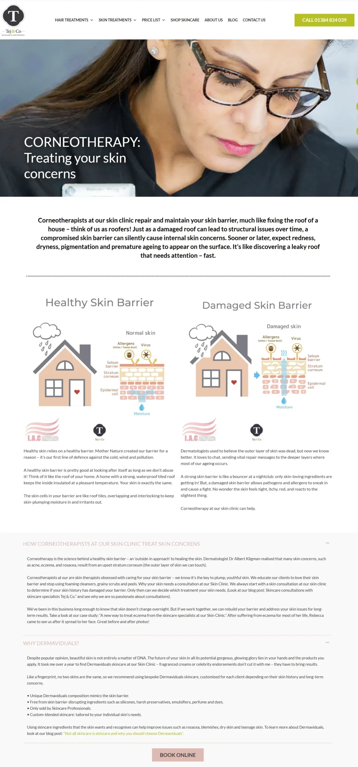 A screenshot of a copywriting example written by Charlotte Wilkes Beauty Writer, for Tej & Co